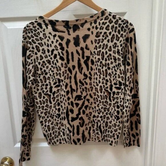 ATM Anthony Thomas Melillo Tan Black cheetah animal v neck Sweater s - Picture 4 of 5